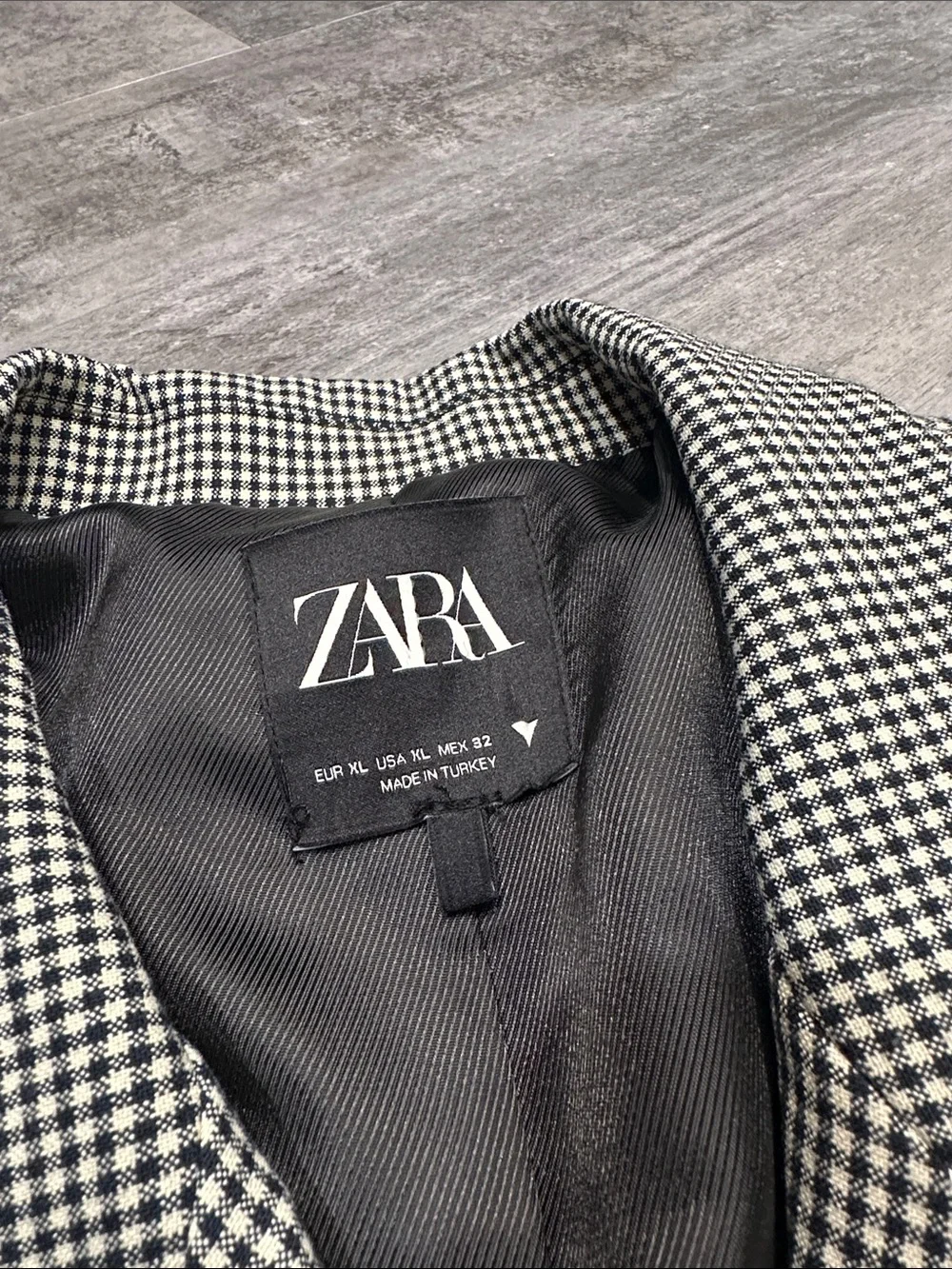 Zara Gingham Double Breasted Blazer